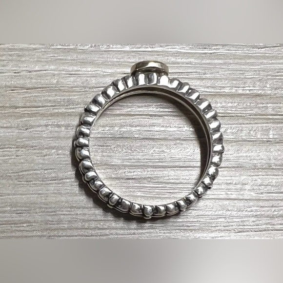 Vintage Designer Signed P Sterling Silver & 14K Gold Peridot Ring, Size 7 - Picture 6 of 11